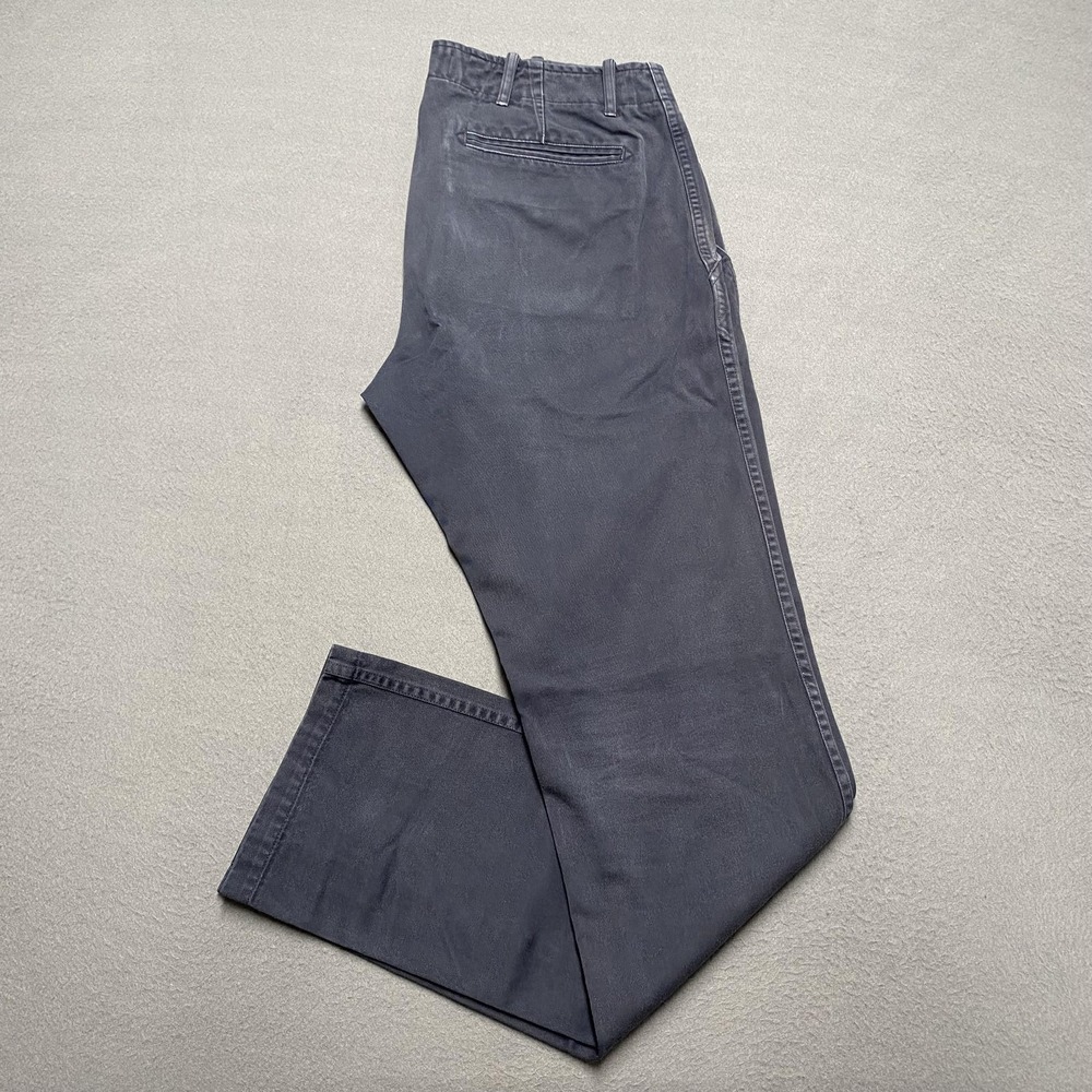 wings+horns Chino Pants Mens 32 Blue Cotton Made‎ In Canada Button Fly Classic